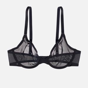 Cuup 38B Black Mesh Plunge bra